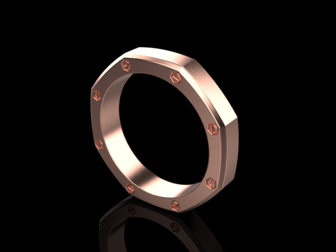 Винтовое восьмиугольное кольцо модель 766 3D Принт Модель