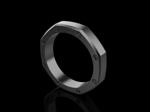 Винтовое восьмиугольное кольцо модель 766 3D Принт Модель