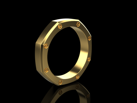 Винтовое восьмиугольное кольцо модель 766 3D Принт Модель