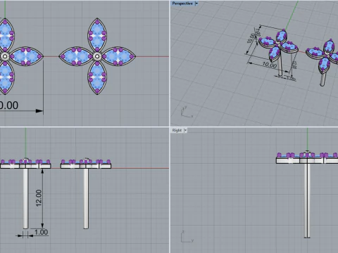 Marquise stud earring model 767 3D Print Model