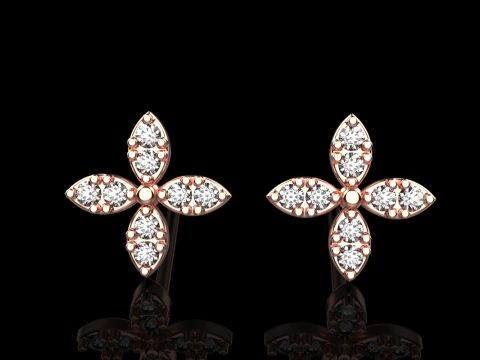 Marquise stud earring model 767 3D Print Model