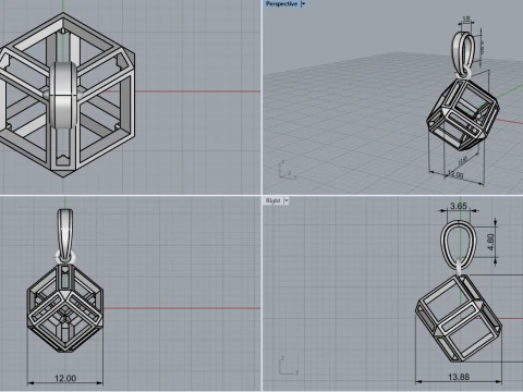 Cube pendant model 769 3D Print Model