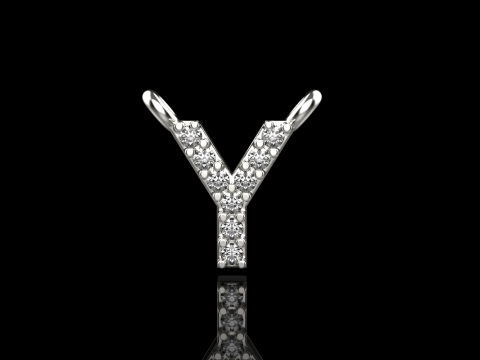 頭文字Yペンダントモデル698 3Dプリントモデル