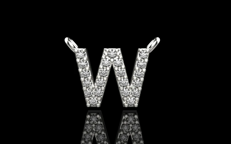 Collar inicial letra W modelo 697 Modelo de impresión 3D .c4d .max .obj .3ds .fbx .stl .blend