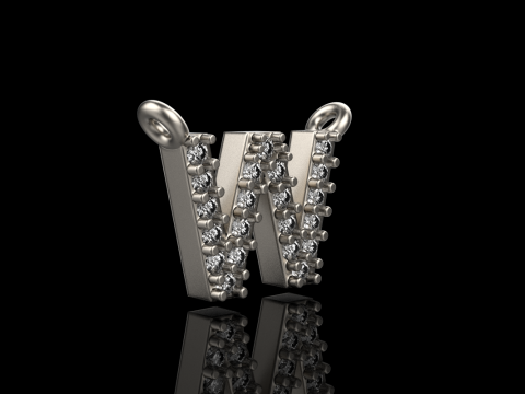 Колье с буквицей W модель 697 3D Принт Модель