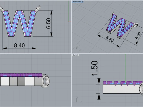 Collar inicial letra W modelo 697 Modelo de impresión 3D