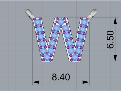 Колье с буквицей W модель 697 3D Принт Модель