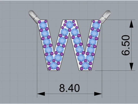 Collar inicial letra W modelo 697 Modelo de impresión 3D