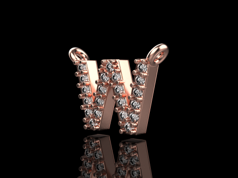 Колье с буквицей W модель 697 3D Принт Модель