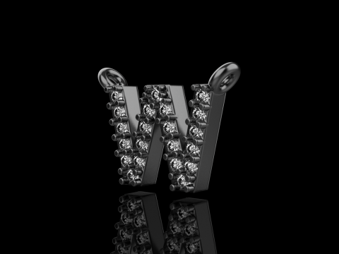 Колье с буквицей W модель 697 3D Принт Модель