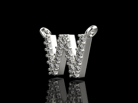 Колье с буквицей W модель 697 3D Принт Модель