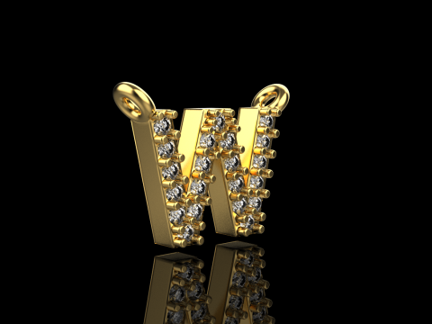 Колье с буквицей W модель 697 3D Принт Модель