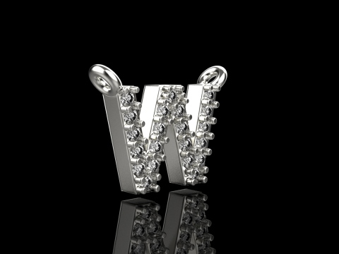 Колье с буквицей W модель 697 3D Принт Модель