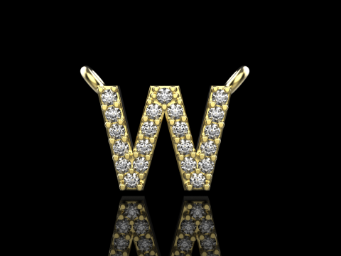 Колье с буквицей W модель 697 3D Принт Модель
