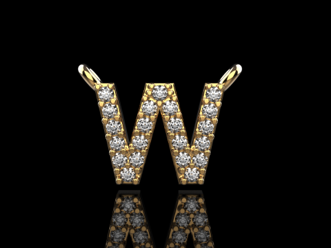 Колье с буквицей W модель 697 3D Принт Модель