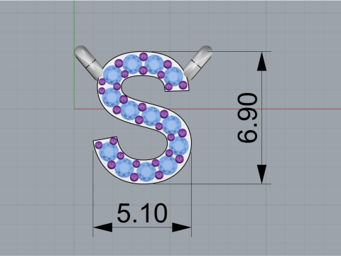 Initial letter S necklace model 696 3D Print Model