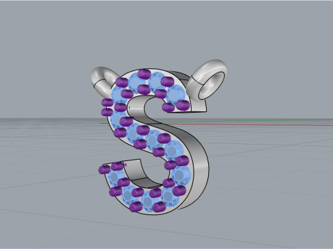 Initial letter S necklace model 696 3D Print Model