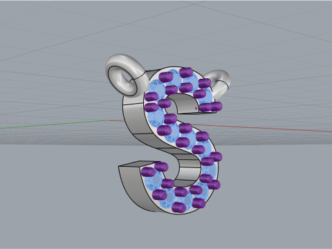 Initial letter S necklace model 696 3D Print Model