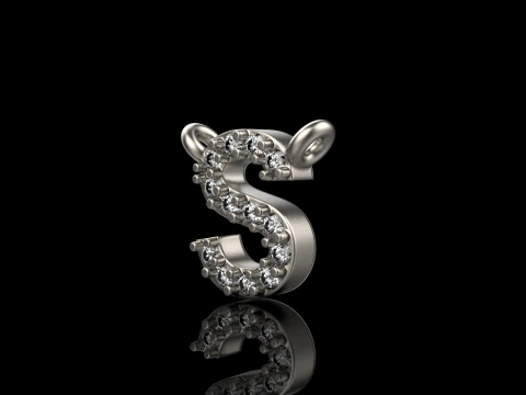 S harfinin baş harfi kolye modeli 696 3D Baskı Modeli