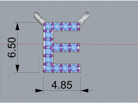 Initial letter E pendant model 695 3D Print Model