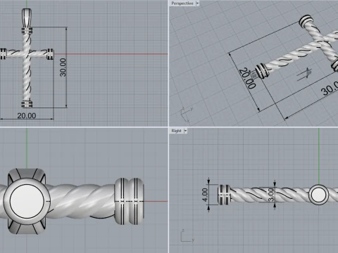 Twested wire cross model 693 3D Print Model