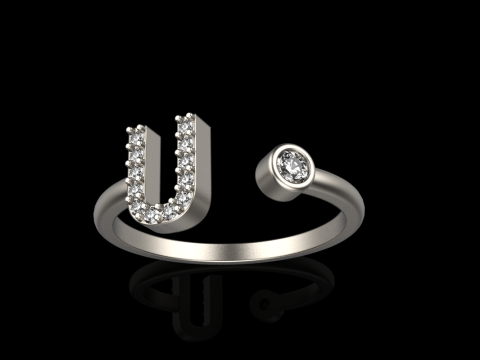 초기 문자 U 링 모델 689 3D 프린트 모델