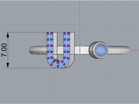 초기 문자 U 링 모델 689 3D 프린트 모델