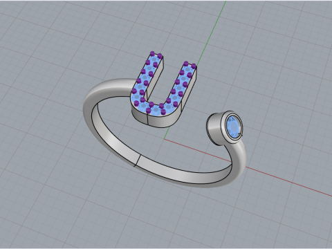 초기 문자 U 링 모델 689 3D 프린트 모델