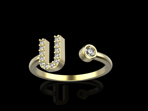 초기 문자 U 링 모델 689 3D 프린트 모델