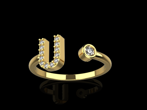 초기 문자 U 링 모델 689 3D 프린트 모델