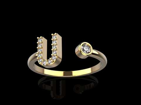 초기 문자 U 링 모델 689 3D 프린트 모델