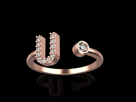 초기 문자 U 링 모델 689 3D 프린트 모델