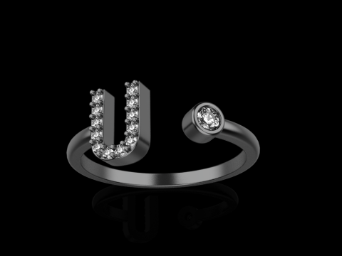 초기 문자 U 링 모델 689 3D 프린트 모델