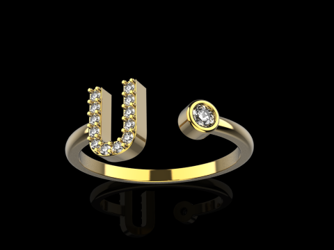 초기 문자 U 링 모델 689 3D 프린트 모델