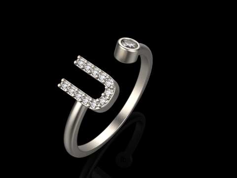 초기 문자 U 링 모델 689 3D 프린트 모델