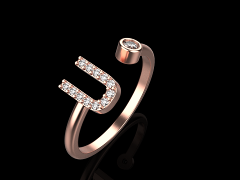 초기 문자 U 링 모델 689 3D 프린트 모델