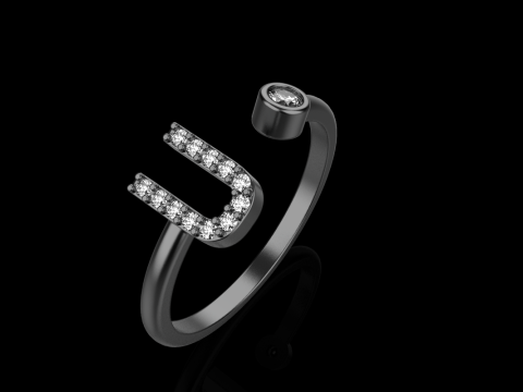 초기 문자 U 링 모델 689 3D 프린트 모델