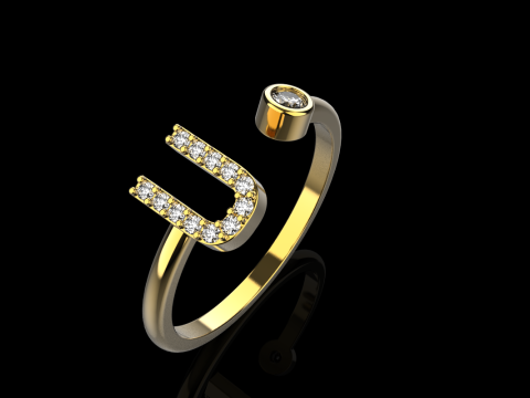 초기 문자 U 링 모델 689 3D 프린트 모델