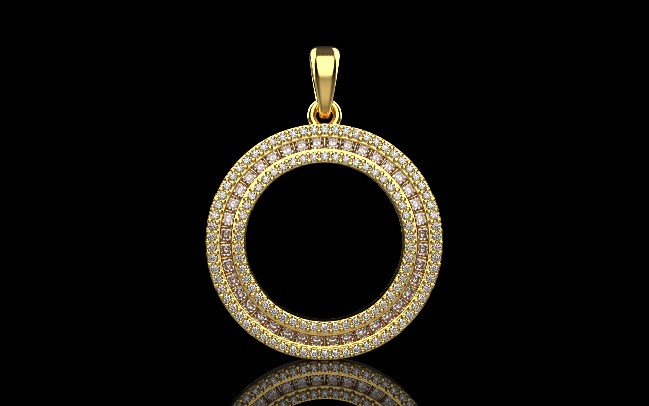 Round pendant with gems model 677 3D Print Model .c4d .max .obj .3ds .fbx .stl .blend