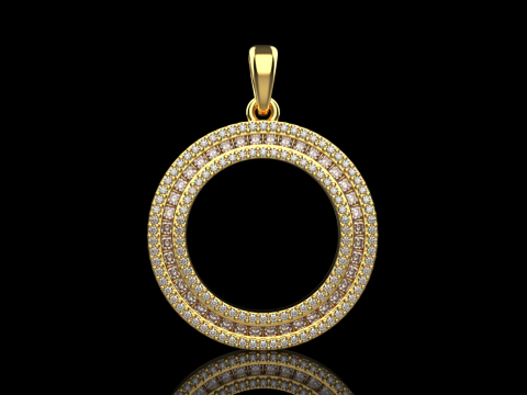 Round pendant with gems model 677 3D Print Model