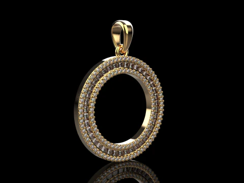 Round pendant with gems model 677 3D Print Model