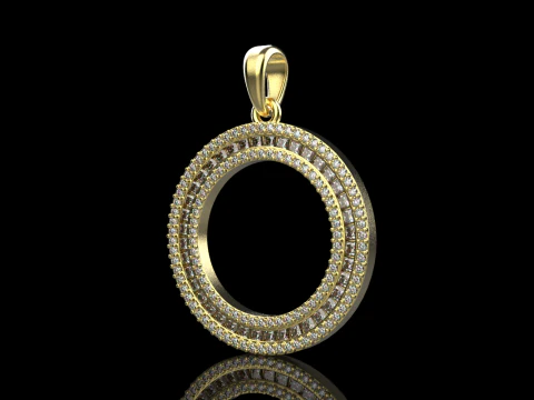Round pendant with gems model 677 3D Print Model