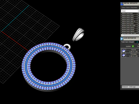 Round pendant with gems model 677 3D Print Model