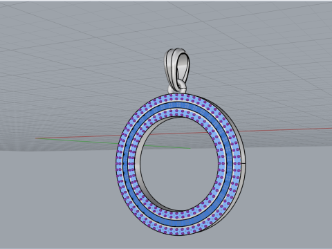 Pendentif rond avec pierres pr&eacute;cieuses mod&egrave;le 677 Modèles 3D en vedette
