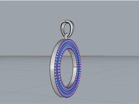 Round pendant with gems model 677 3D Print Model
