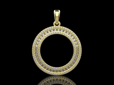 Round pendant with gems model 677 3D Print Model