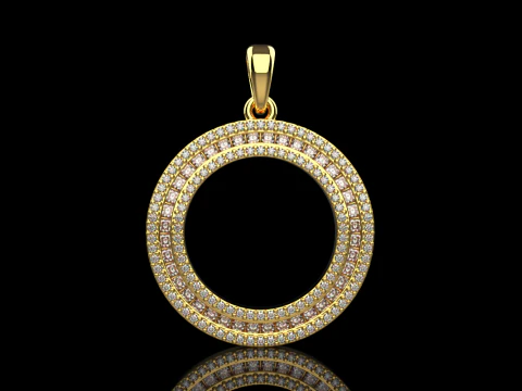 Round pendant with gems model 677 3D Print Model