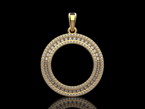 Pendentif rond avec pierres pr&eacute;cieuses mod&egrave;le 677 Modèles 3D en vedette