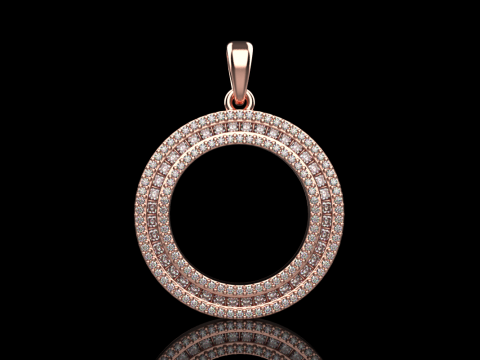 Pendentif rond avec pierres pr&eacute;cieuses mod&egrave;le 677 Modèles 3D en vedette