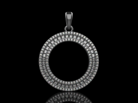Pendentif rond avec pierres pr&eacute;cieuses mod&egrave;le 677 Modèles 3D en vedette